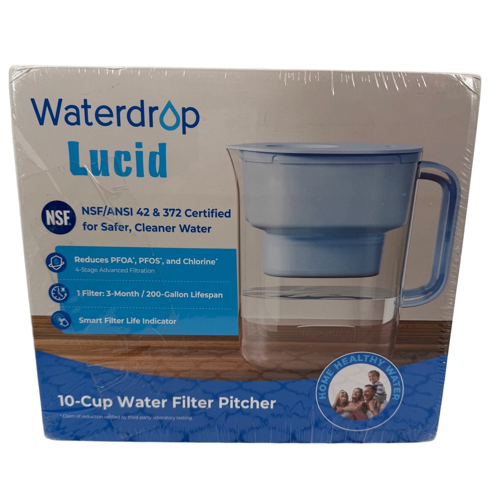 Waterdrop Lucid Water Filter Pitcher 10-Cup Blue NSF Certified WD-PT-07B New